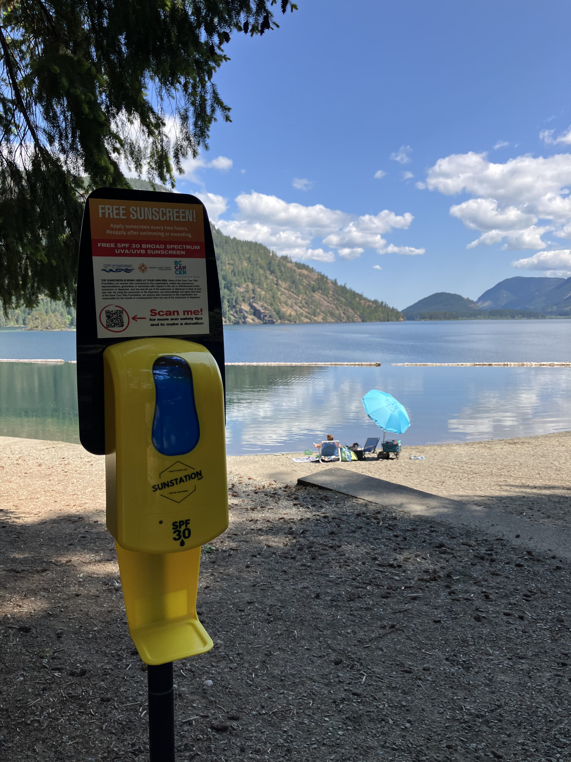 Gordon Bay Park sunscreen dispenser on a beach